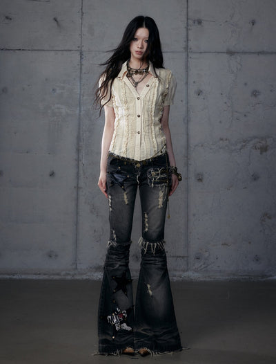 Lace V-neck Long/Short Sleeve Shirt NOR0185