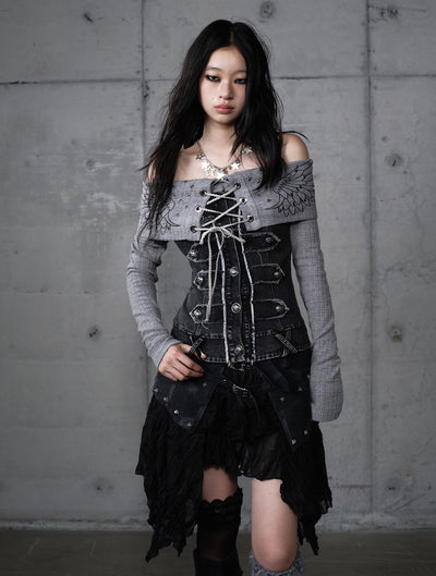 Punk Irregular Multi-layer Lace Skirt NOR0200