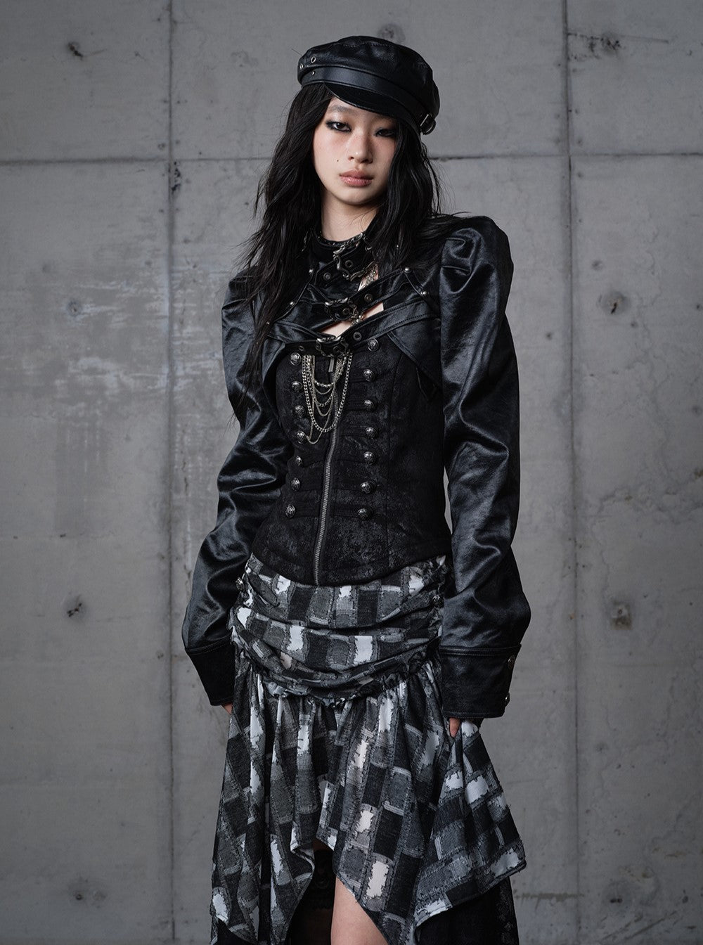 Punk Stand Collar Short Leather Jacket NOR0203