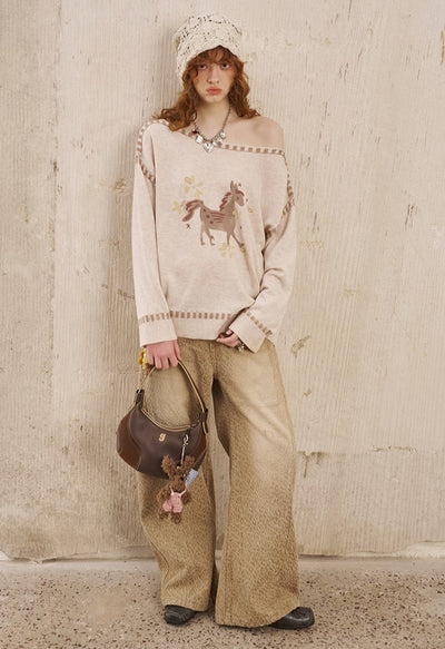 Leopard Loose Wide-leg Jeans DID0223