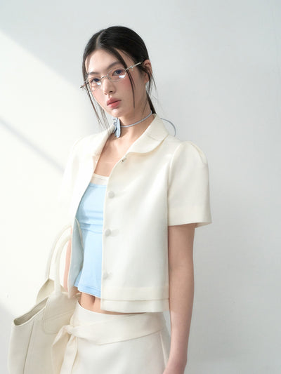 Doll Collar Jacker/A-line Short Skirt LAL0184