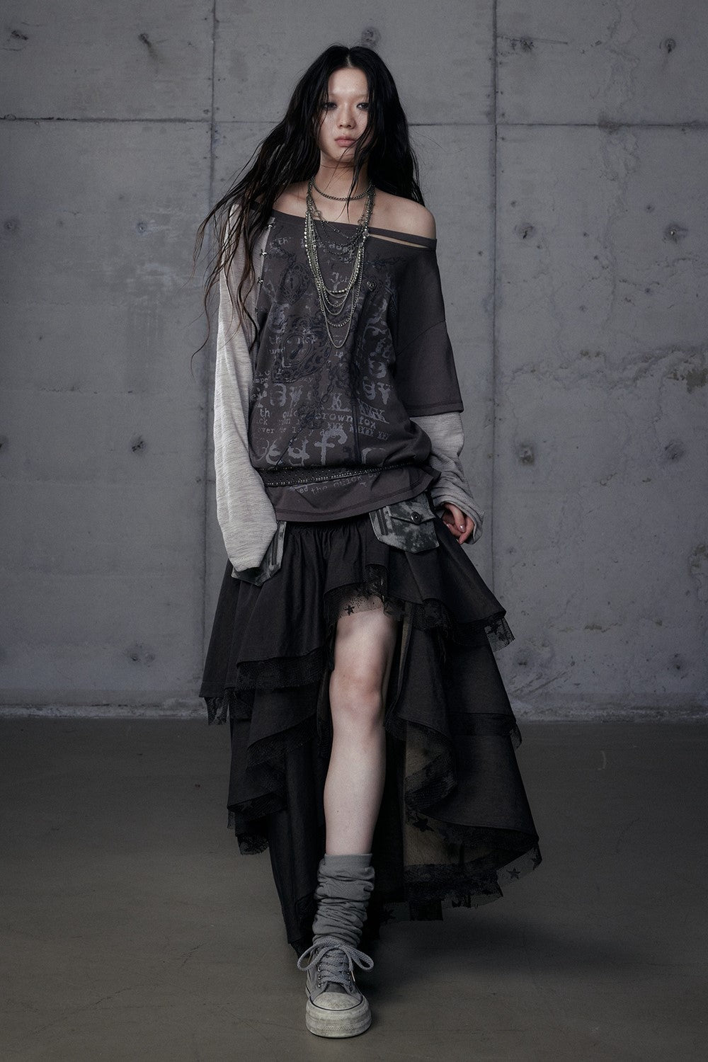 Punk One-shoulder Long-sleeved T-shirt NOR0192