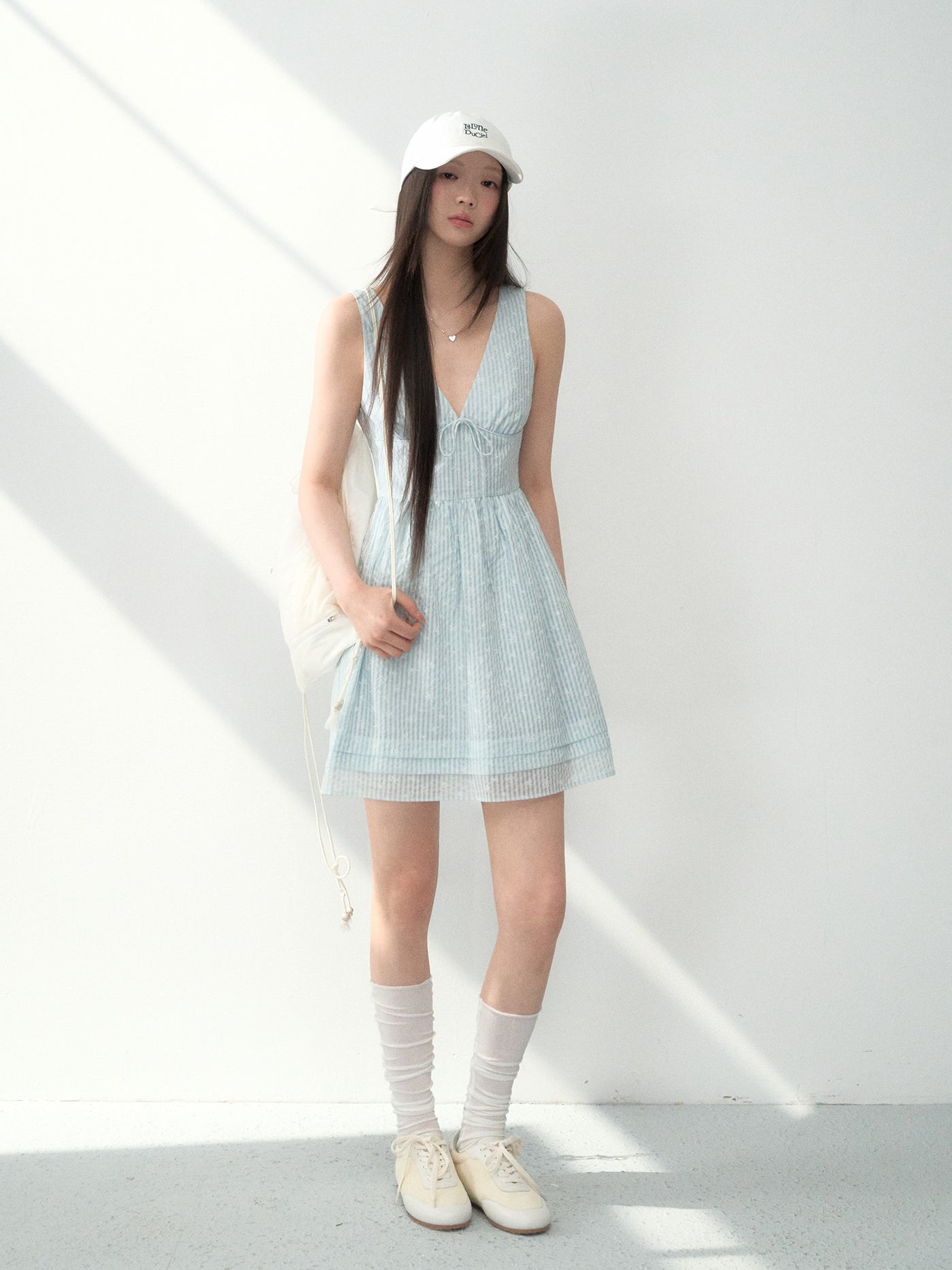 Bow Tie V-neck Midi Dress LAL0188