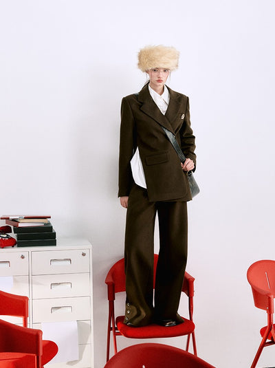 Black and Brown Suit Jacket/Short Skirt/Straight Pants LAL0060