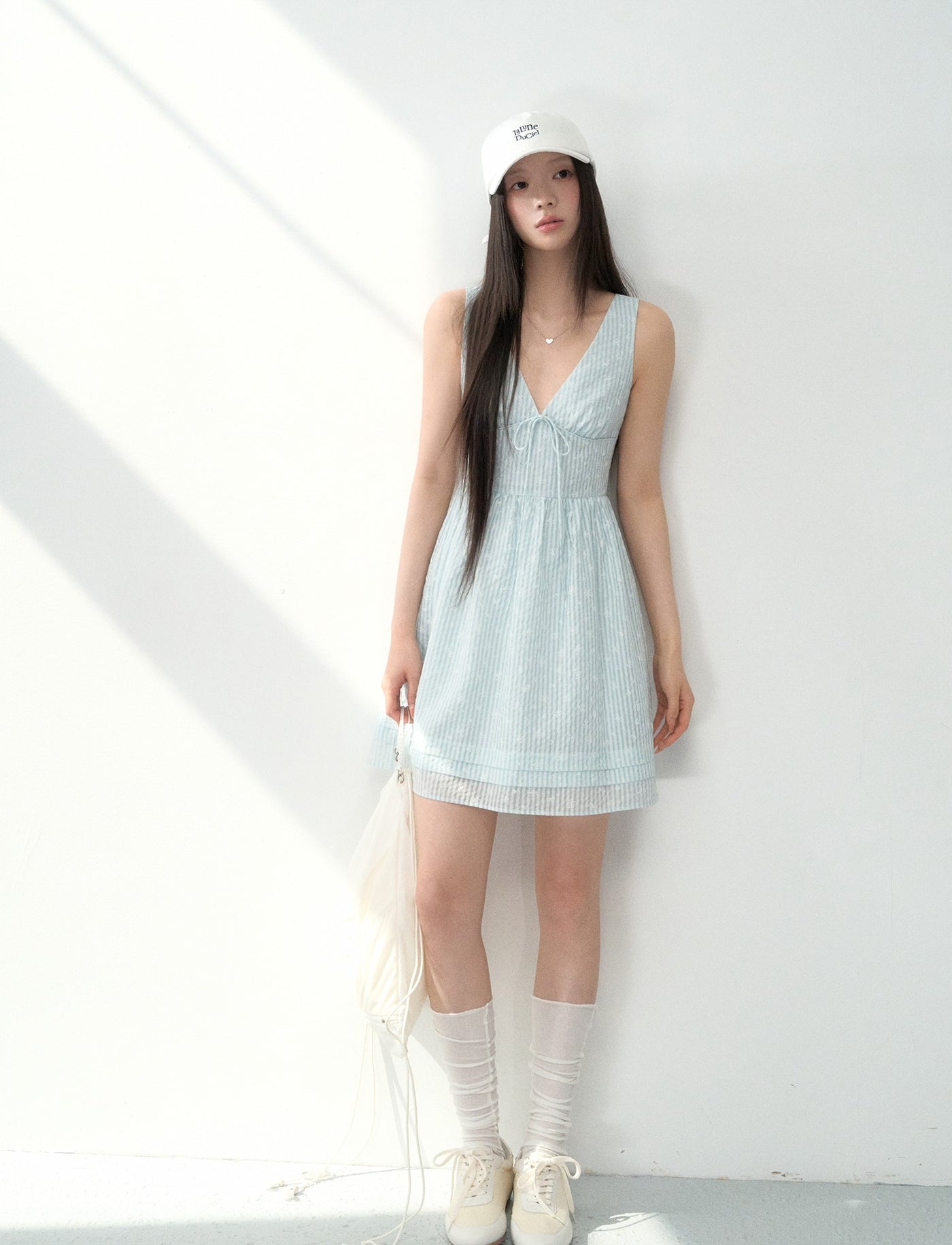 Bow Tie V-neck Midi Dress LAL0188
