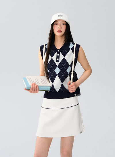 Diamond Lapel Knitted Vest LAL0174