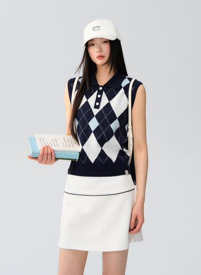 Diamond Lapel Knitted Vest LAL0174