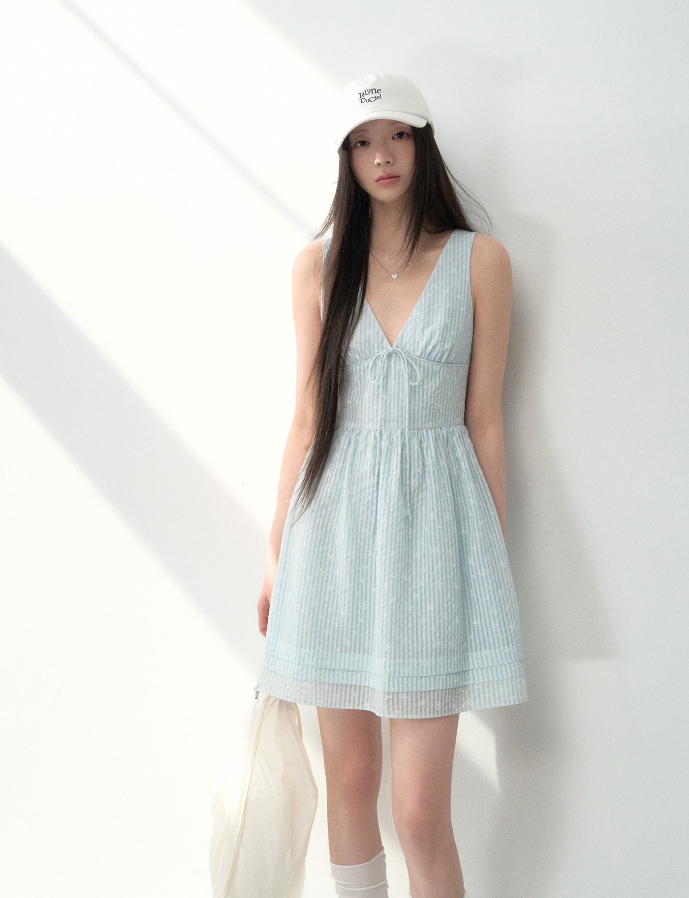 Bow Tie V-neck Midi Dress LAL0188