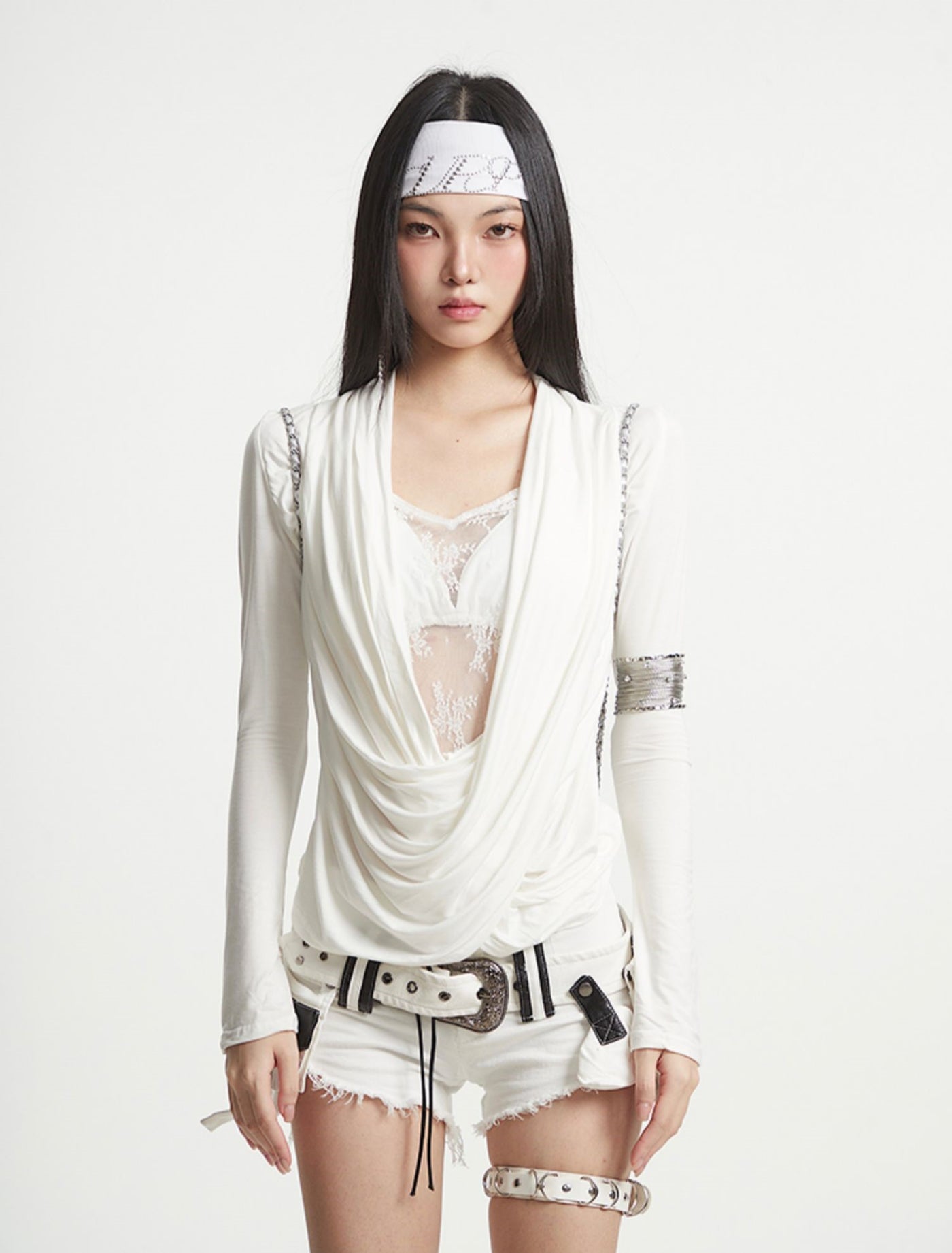 Lace Collar See-through Mesh Top UNC0256