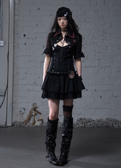 Punk Raw Edge Suspender Dress NOR0180
