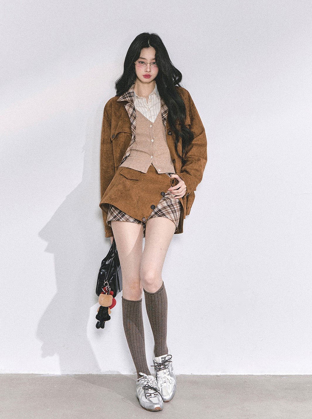 Brown Jacket/Plaid Skirt/Tutu Skirt/Top DIA0553