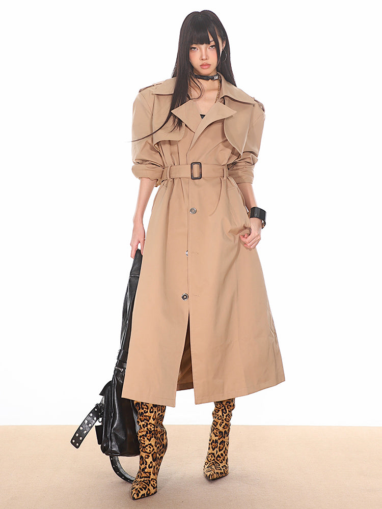 Classic High-end Waist Long Trench Coat UNC0153