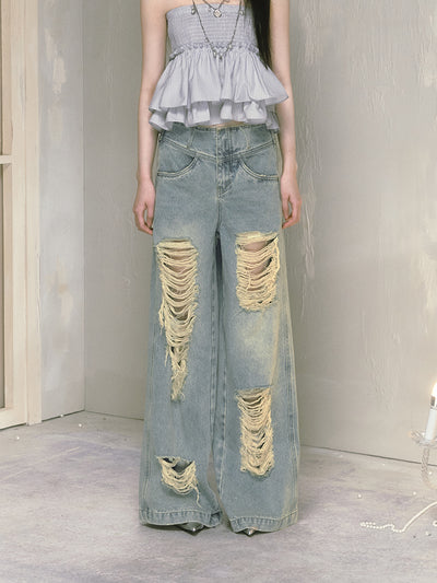 Loose Ripped Wide Leg Low Rise Jeans SAL0061