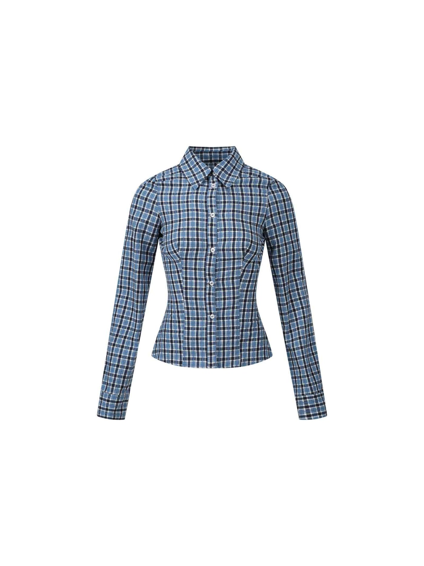 Blue Plaid Long-sleeved Slim Fit Shirt SHI0097