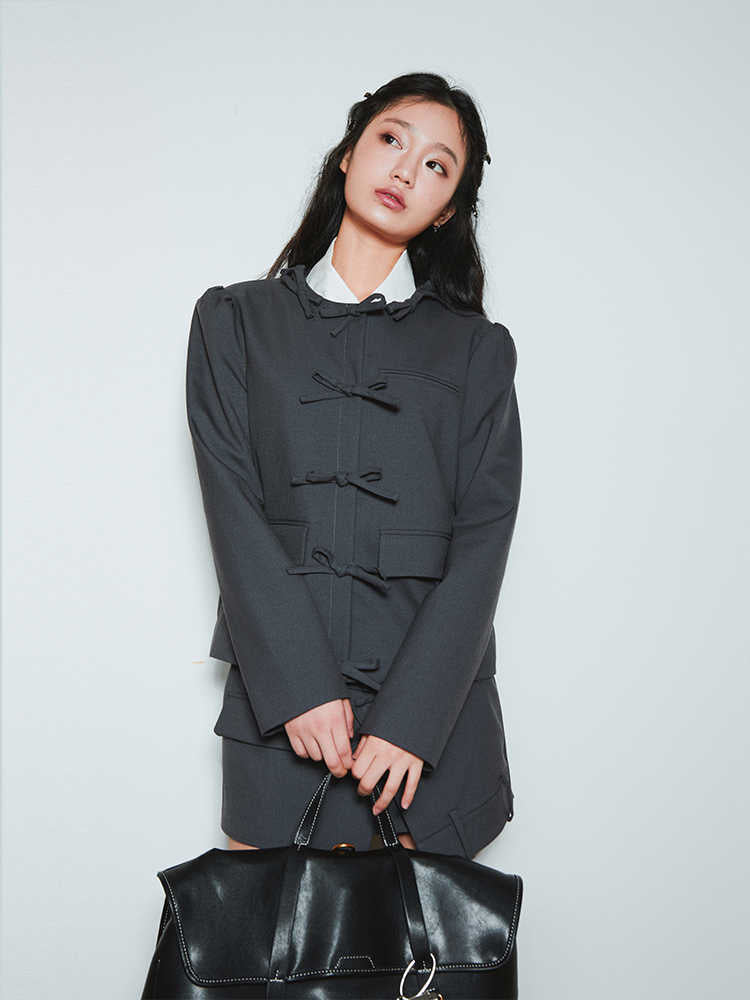 Bow Commuter Suit Puff Sleeve Jacket SEL0007