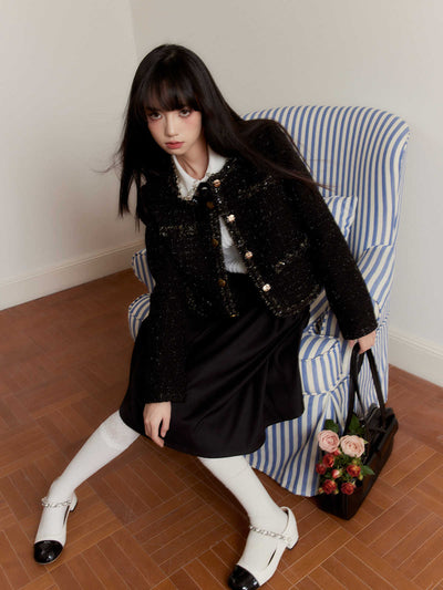 French Diamond Chain Shirt/Black Skirt FRA0256