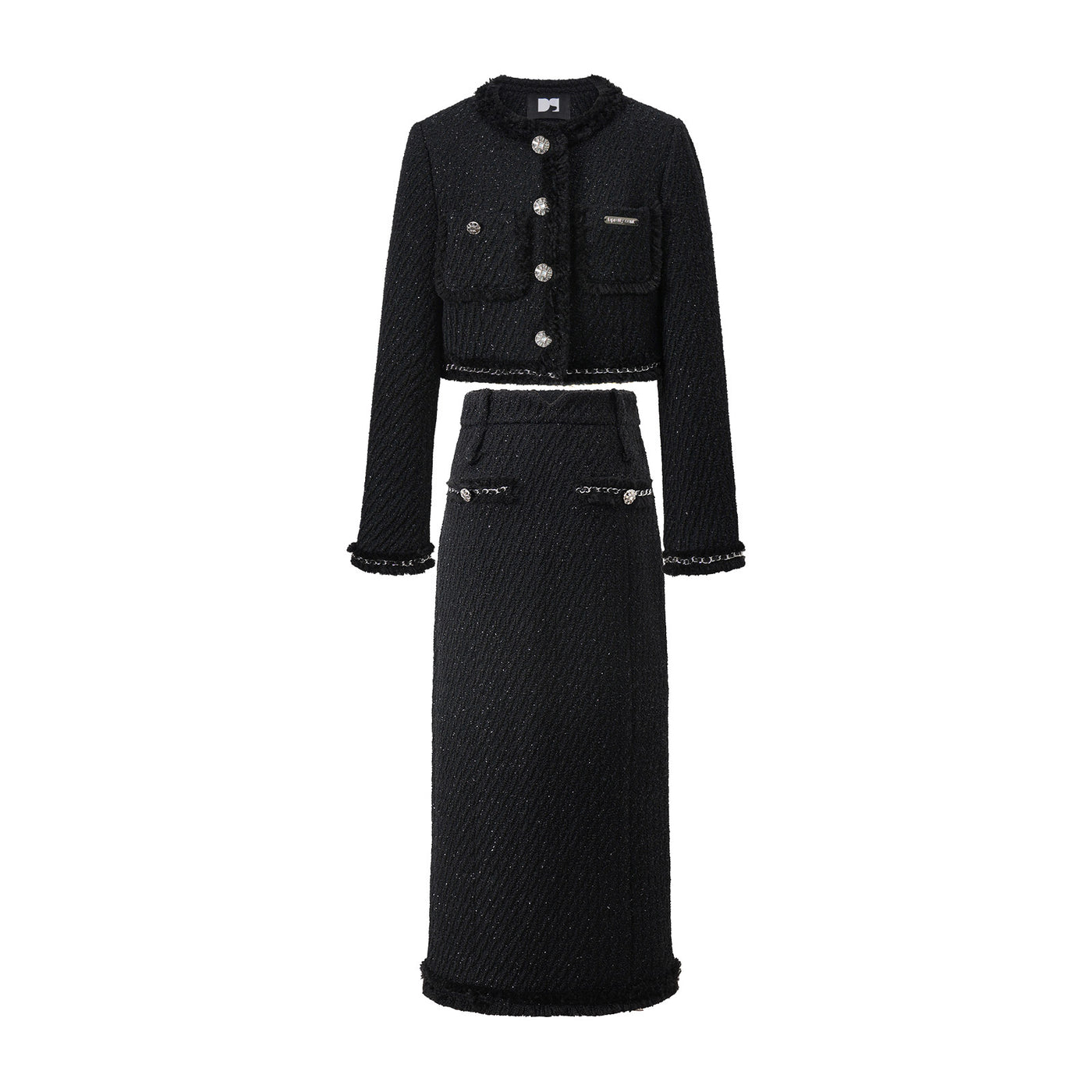 Glitter Grain Chain Design Button Jacket & Long Skirt DPR0007