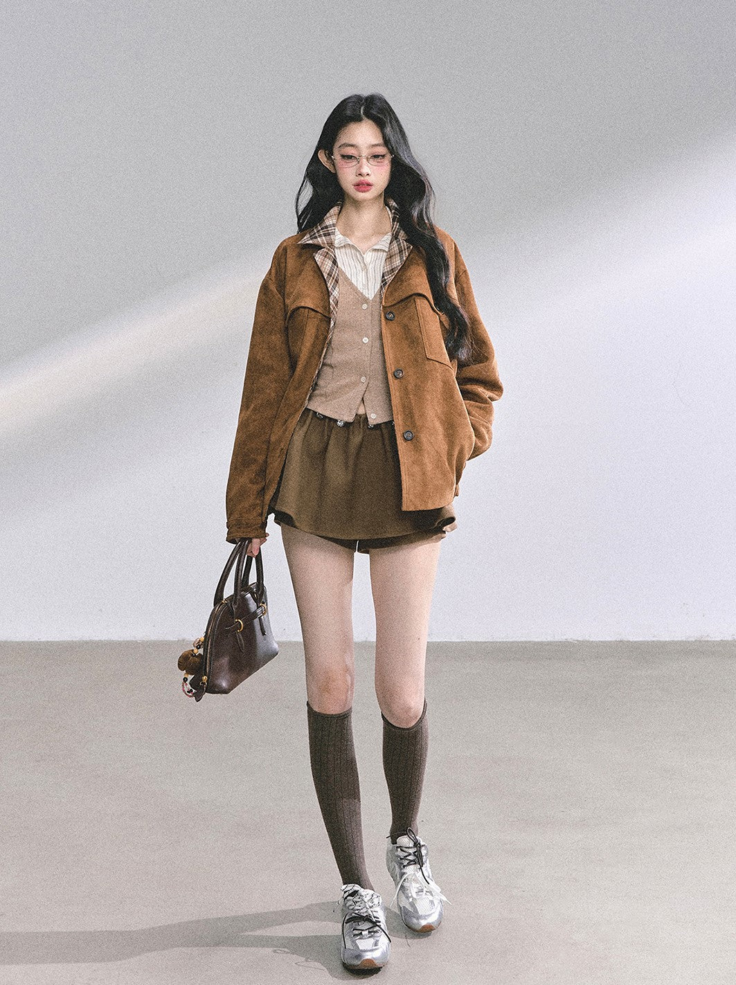 Brown Jacket/Plaid Skirt/Tutu Skirt/Top DIA0553