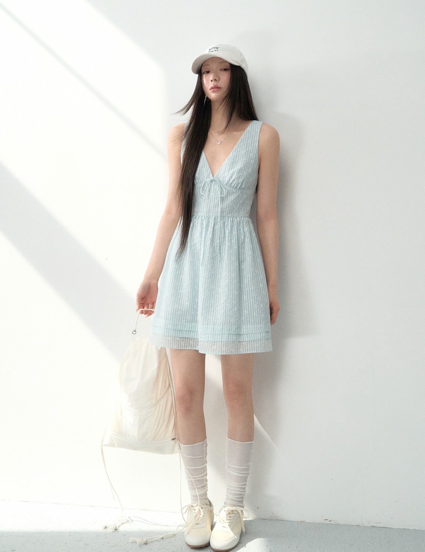 Bow Tie V-neck Midi Dress LAL0188