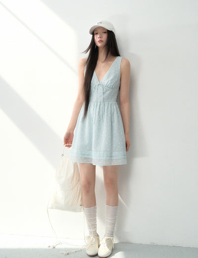 Bow Tie V-neck Midi Dress LAL0188