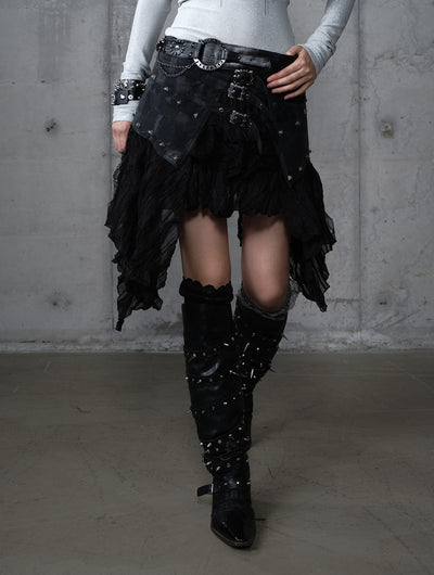 Punk Irregular Multi-layer Lace Skirt NOR0200