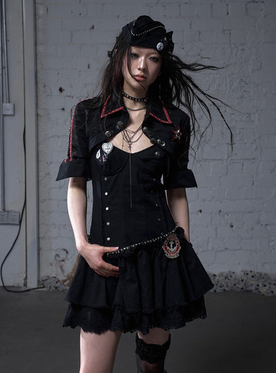 Punk Raw Edge Suspender Dress NOR0180