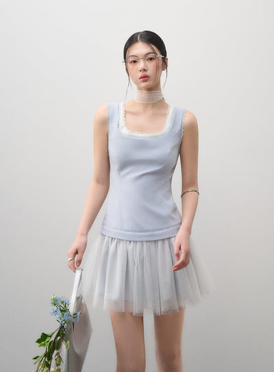 Fake Two-piece Splicing Mesh Dress LAL0163
