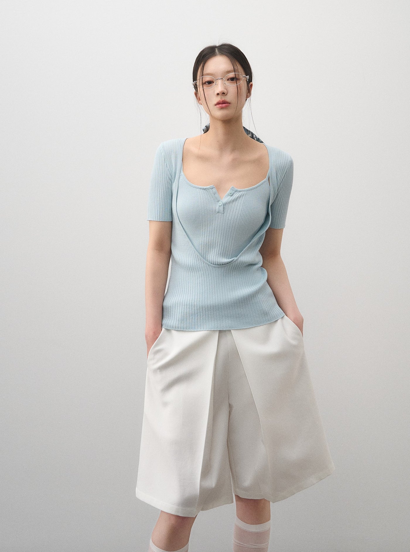 Pleated Suit Wide-leg Shorts LAL0164