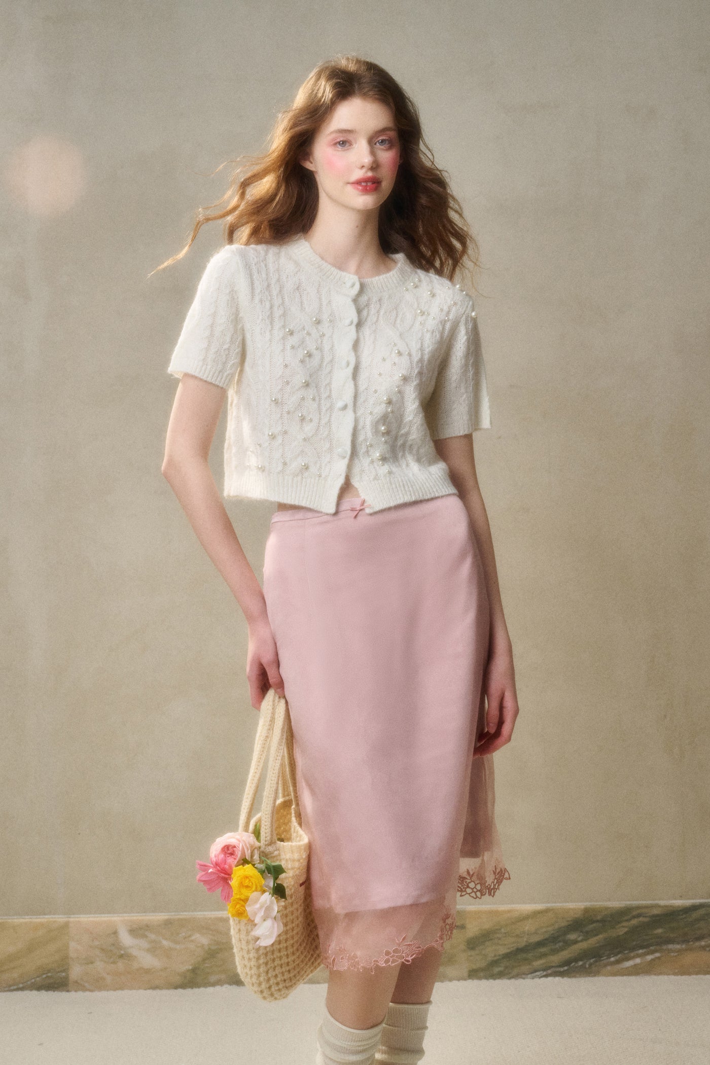 Fairy Embroidered Lace Satin Skirt GRO0108