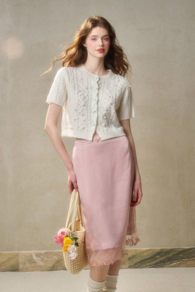 Fairy Embroidered Lace Satin Skirt GRO0108