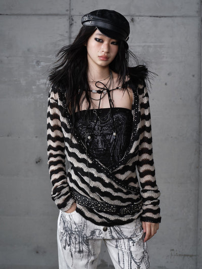 Lazy Style Striped Sweater NOR0194