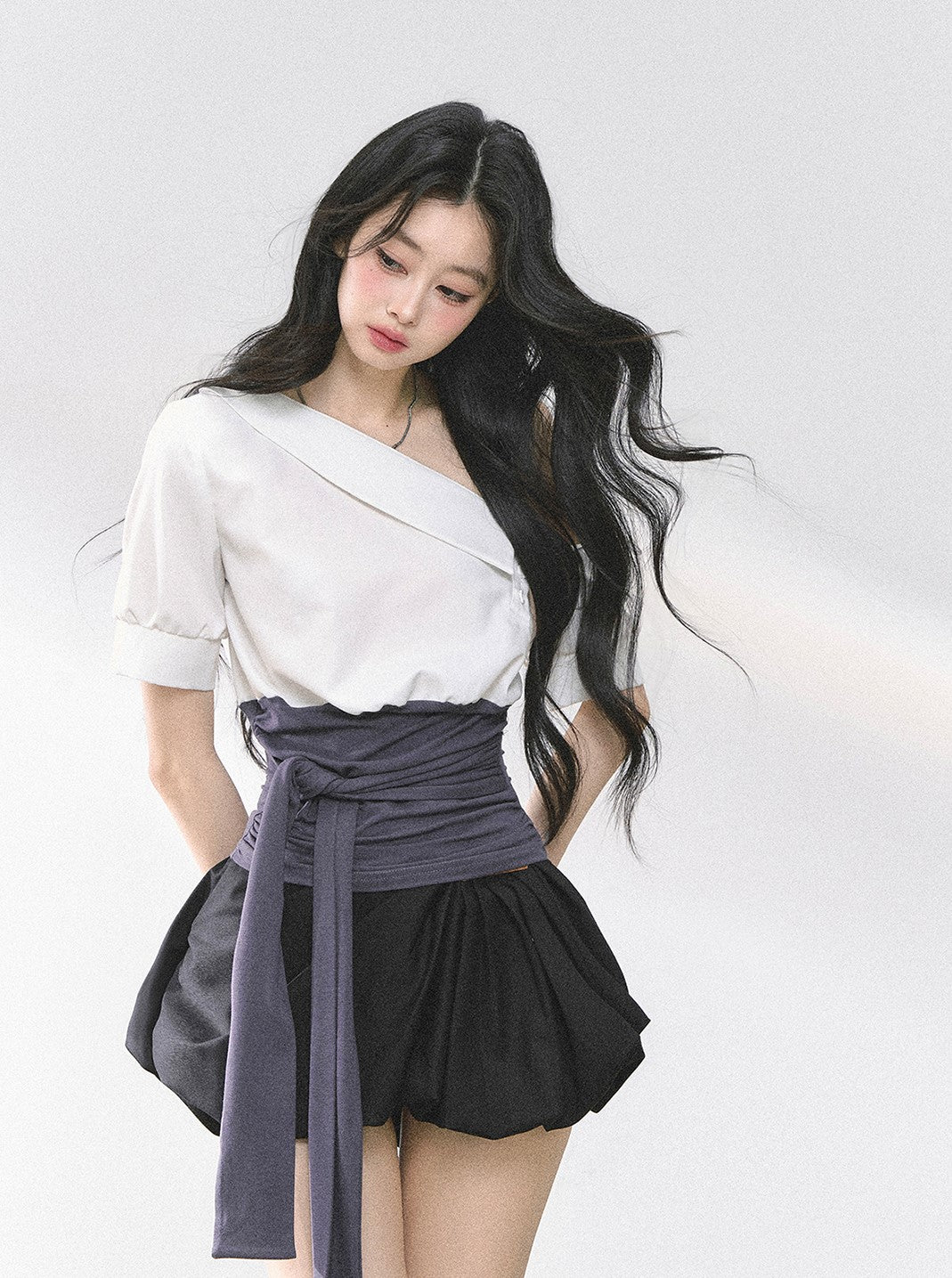 Oblique Shoulder Slim Shirt/Dress DIA0492