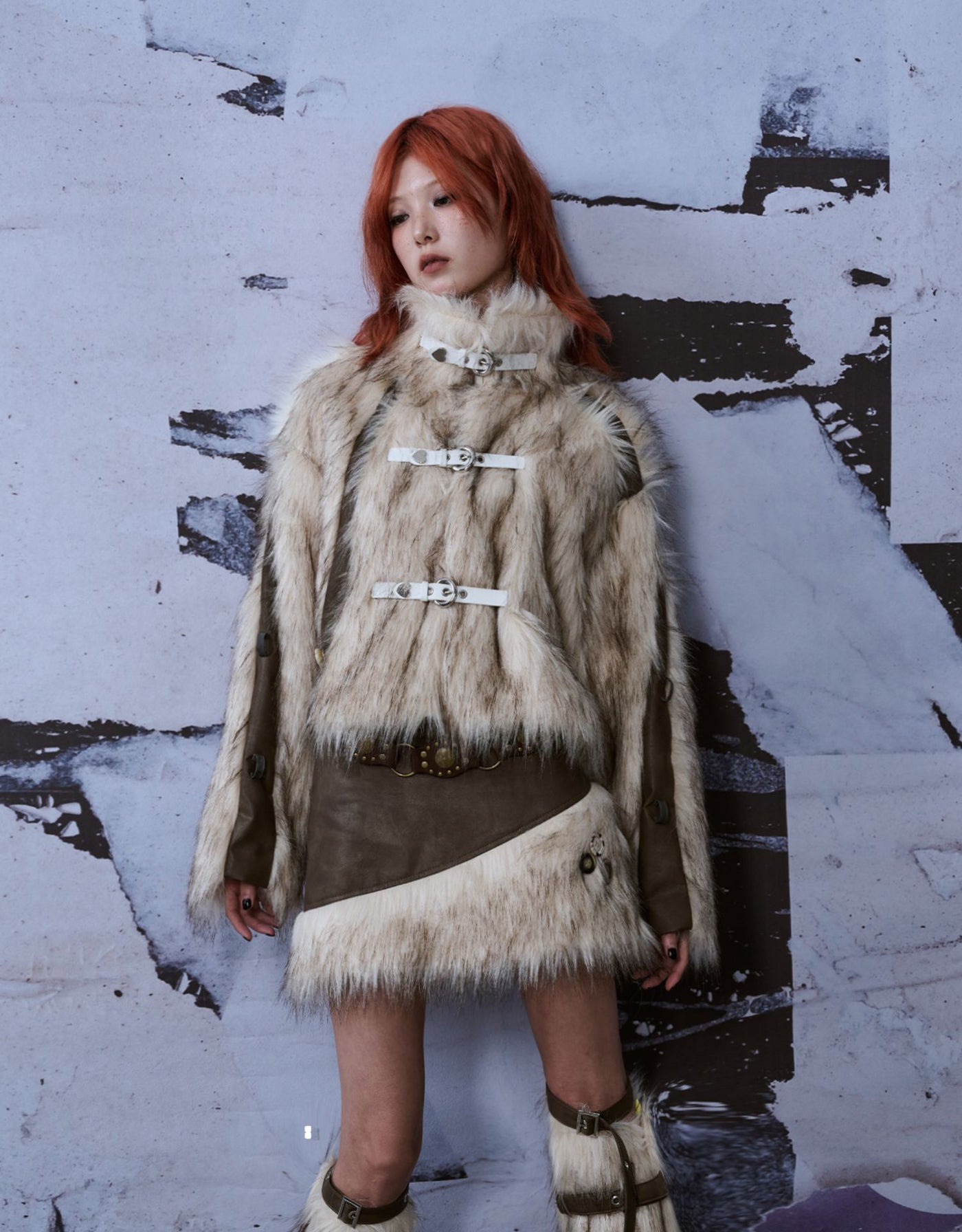 Wandering Retro Stitching Eco-friendly Fur Coat FRU0044