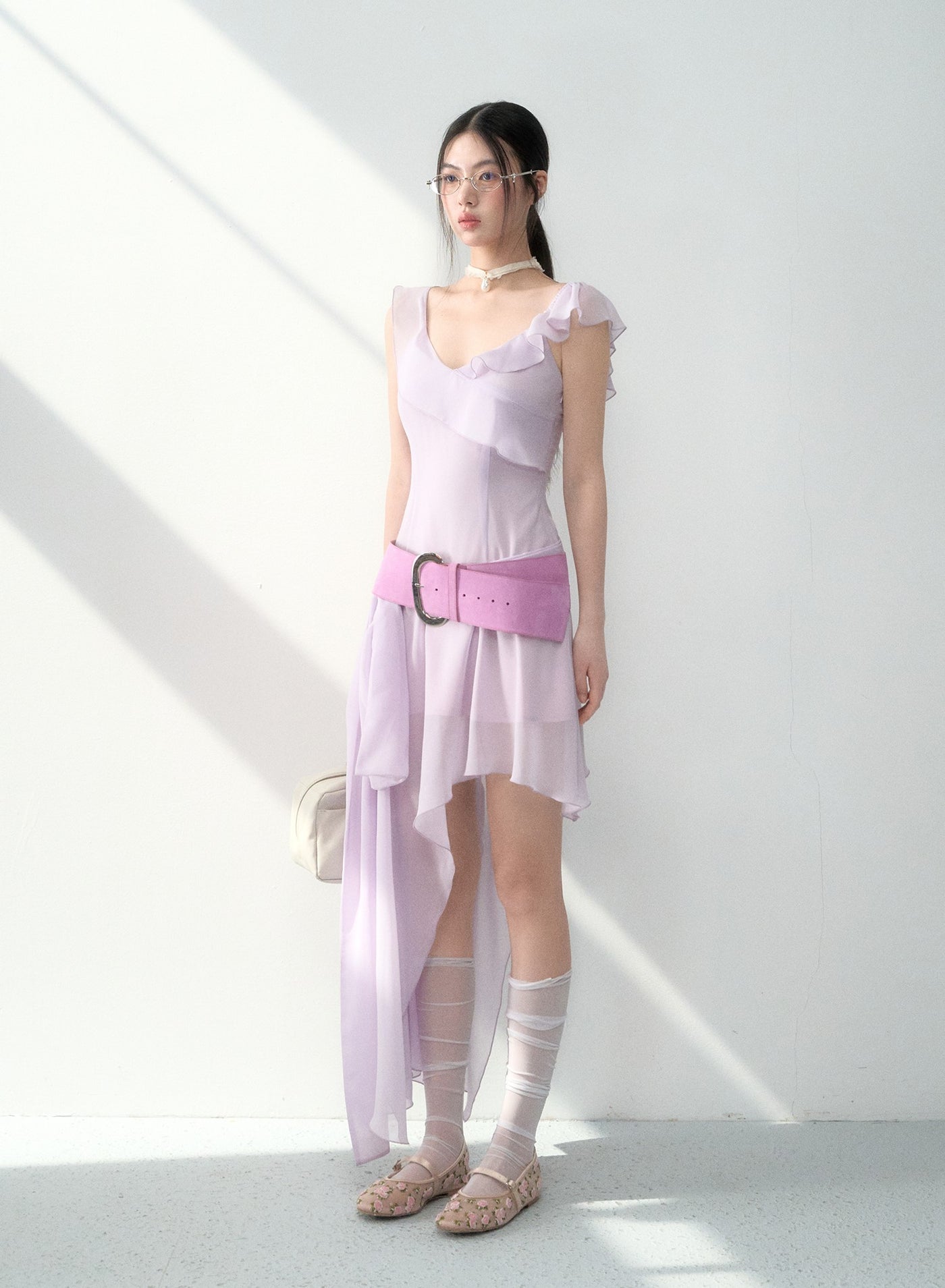 Ruffled Irregular Suspender Dress LAL0161