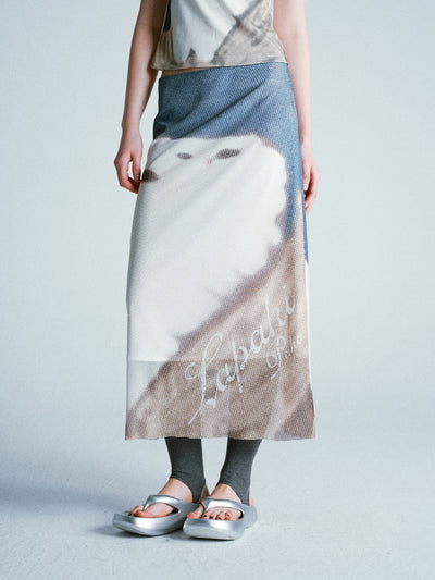 Graffiti Print A-line Midi Low-waist Skirt LAP0041