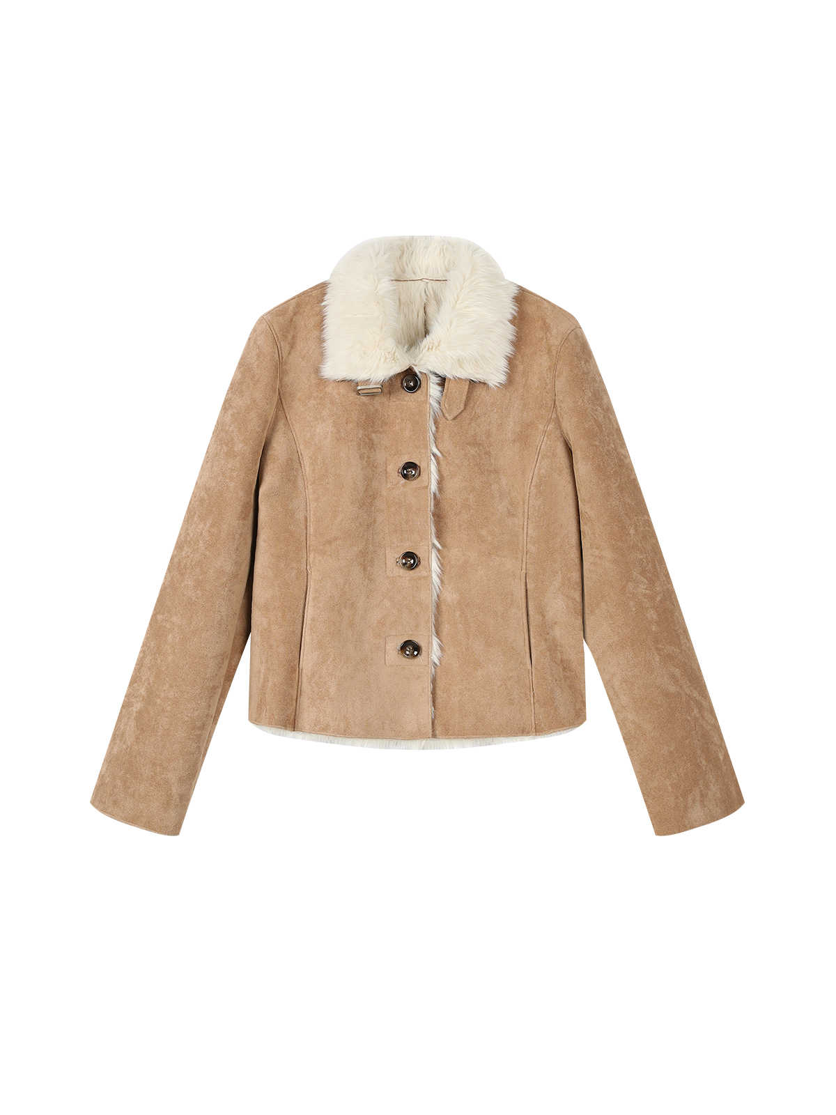 Brown Slim Plush Warm Fur Jacket SHI0084