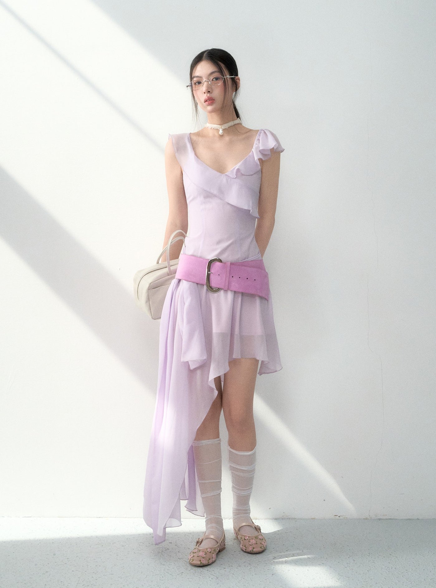 Ruffled Irregular Suspender Dress LAL0161