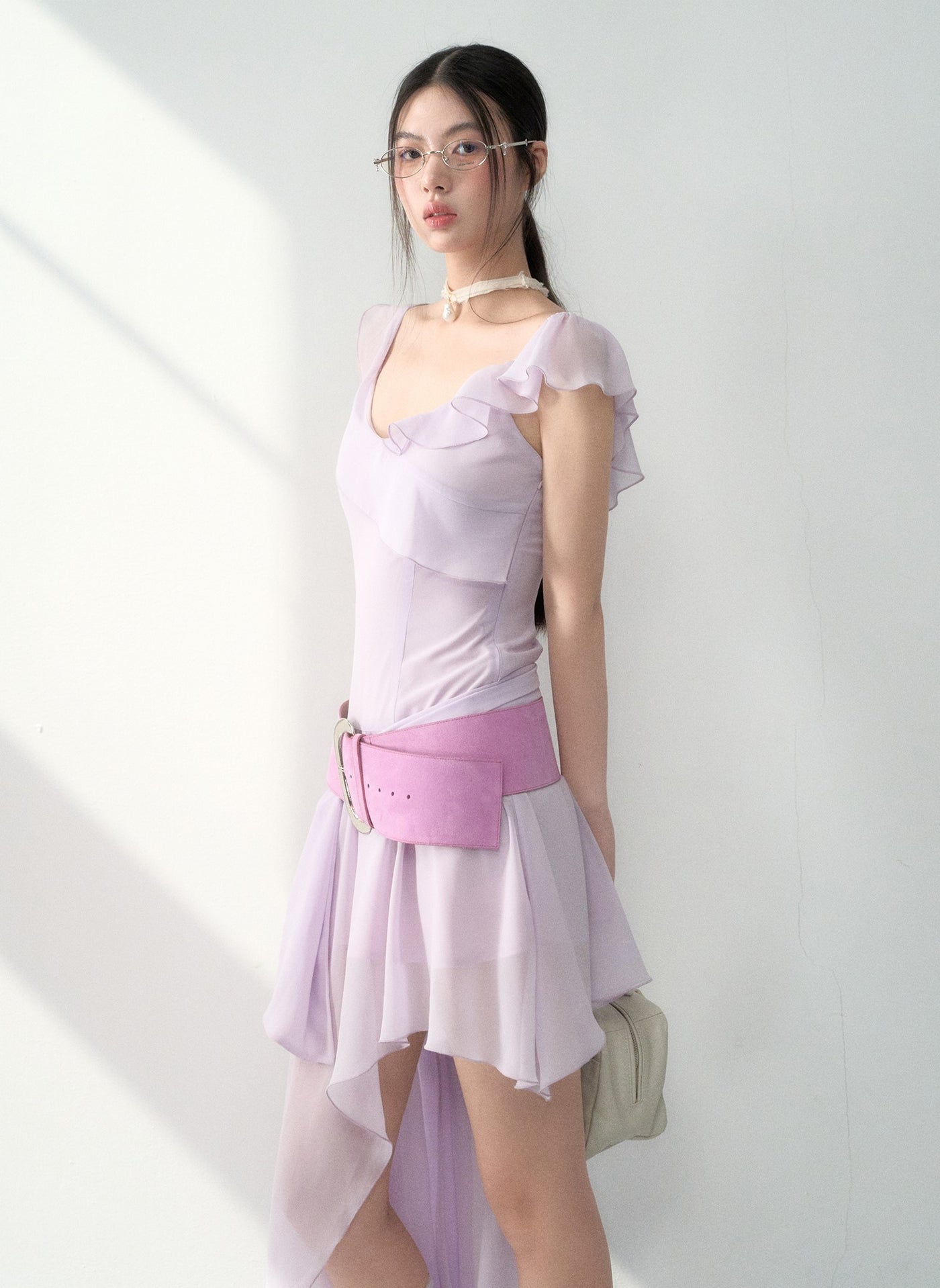 Ruffled Irregular Suspender Dress LAL0161