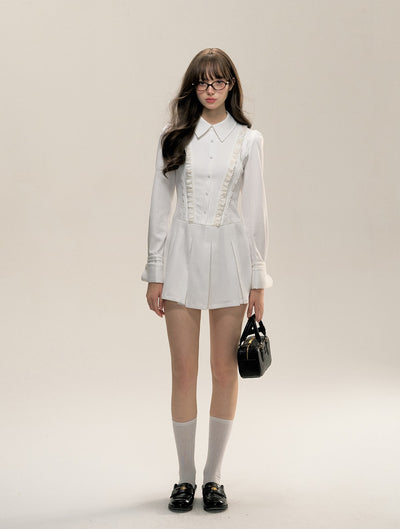 Long-sleeved Pleated Shirt Dress SUN0082