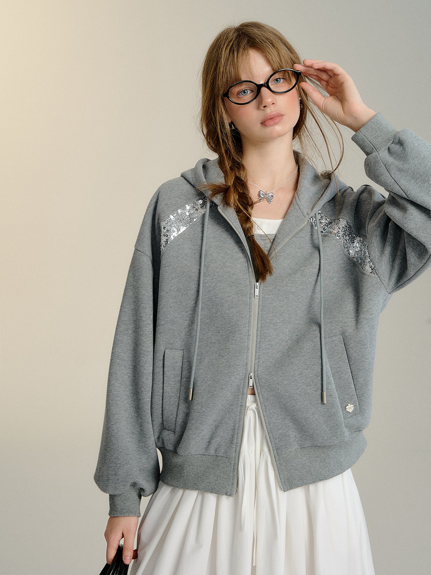 Oversized Sequined Sweatshirt Hoodie SOM0107