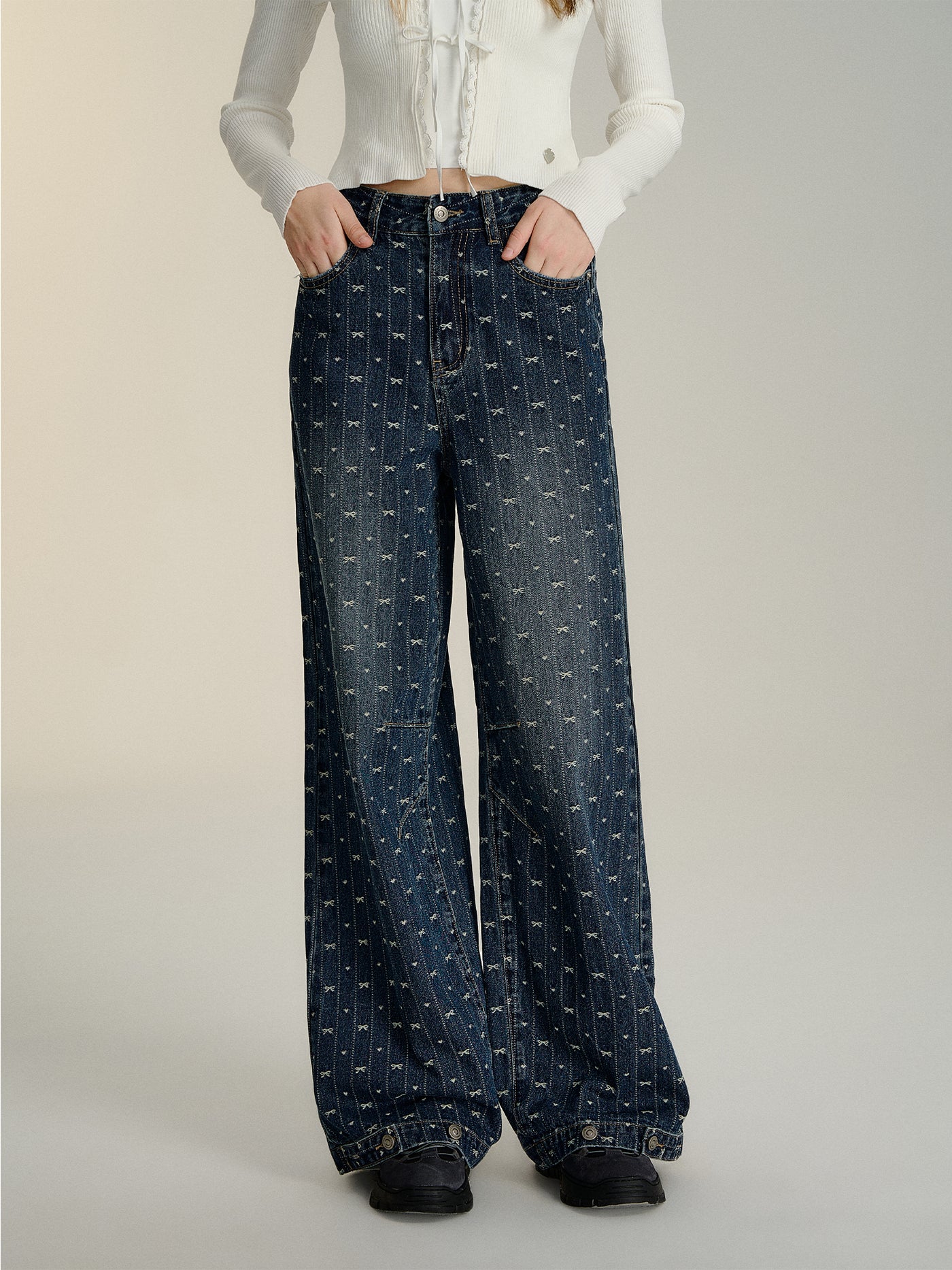 Vintage Bow Loose Jeans SOM0108