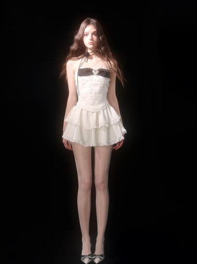 French High-end Bow Suspender Cake Dress DIA0088