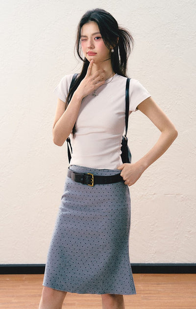 Gray Polka Dot Skirt SHI0061
