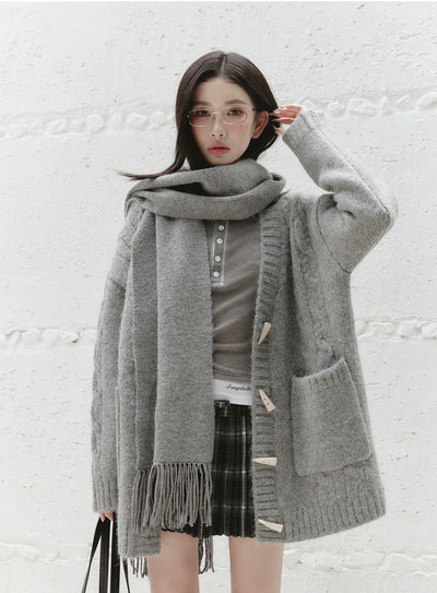 Bell Intellectual Style All-match Gray Cardigan/Scarf FRA0244