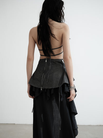 Front Short Back Long Flowing Ruffles Versatile Skirt JNY0142