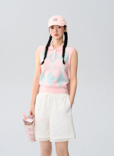Diamond Lapel Knitted Vest LAL0174