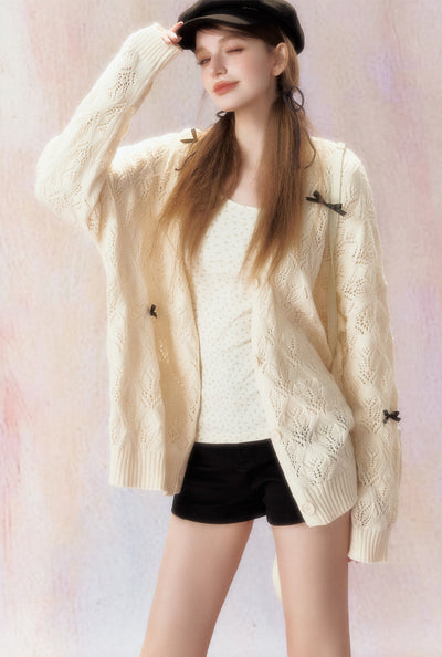 Hollow Bow Lazy Loose Knitted Cardigan SPE0027