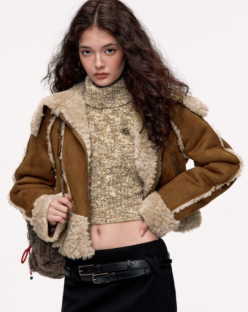 Retro Loose Large Lapel Fur Velvet Short Jacket WOO0133