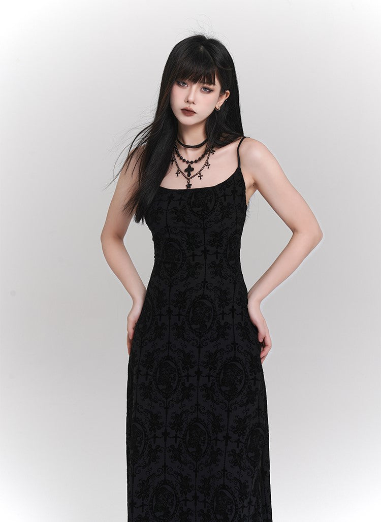 Black Retro Suspender Dress LAD0086