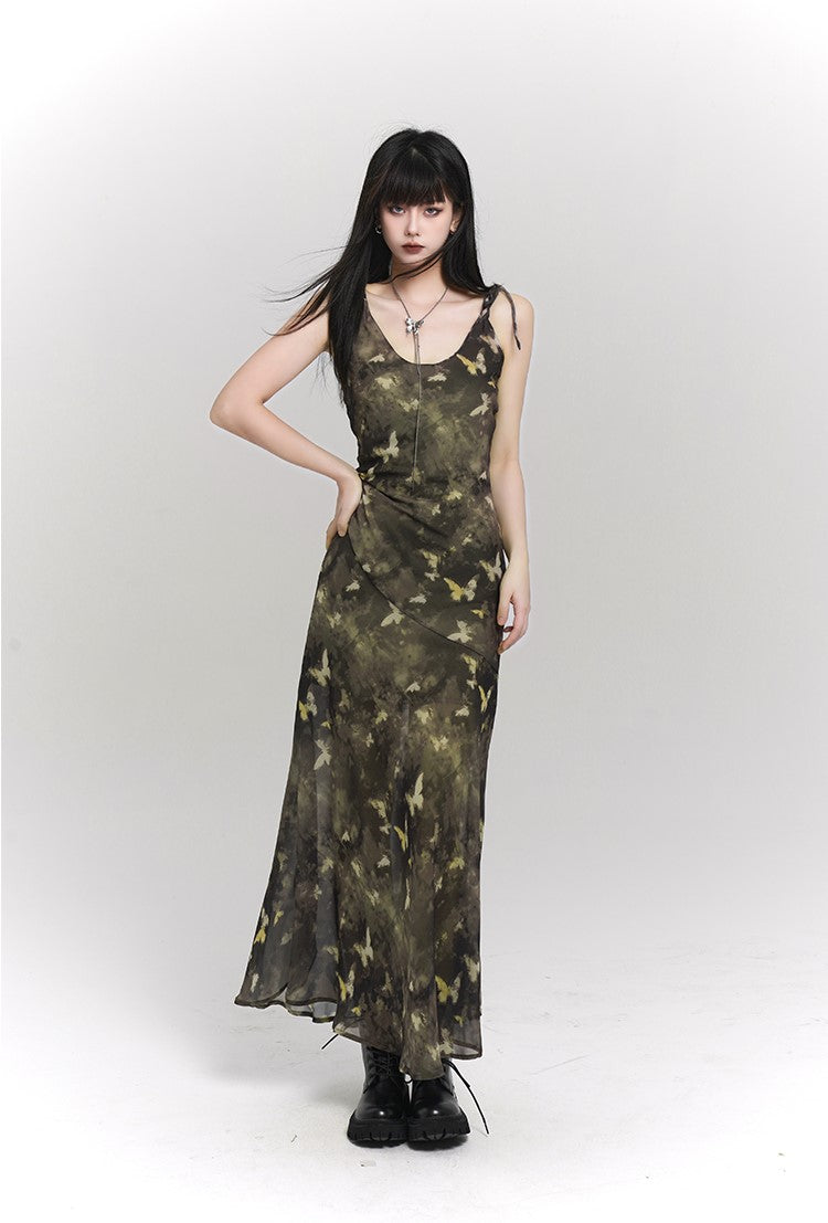 Green Butterfly Suspender Dress LAD0068